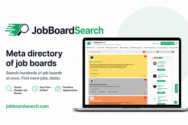 Screenshot of a browser search result page showing job listings for 'Job Board Search' across various websites.