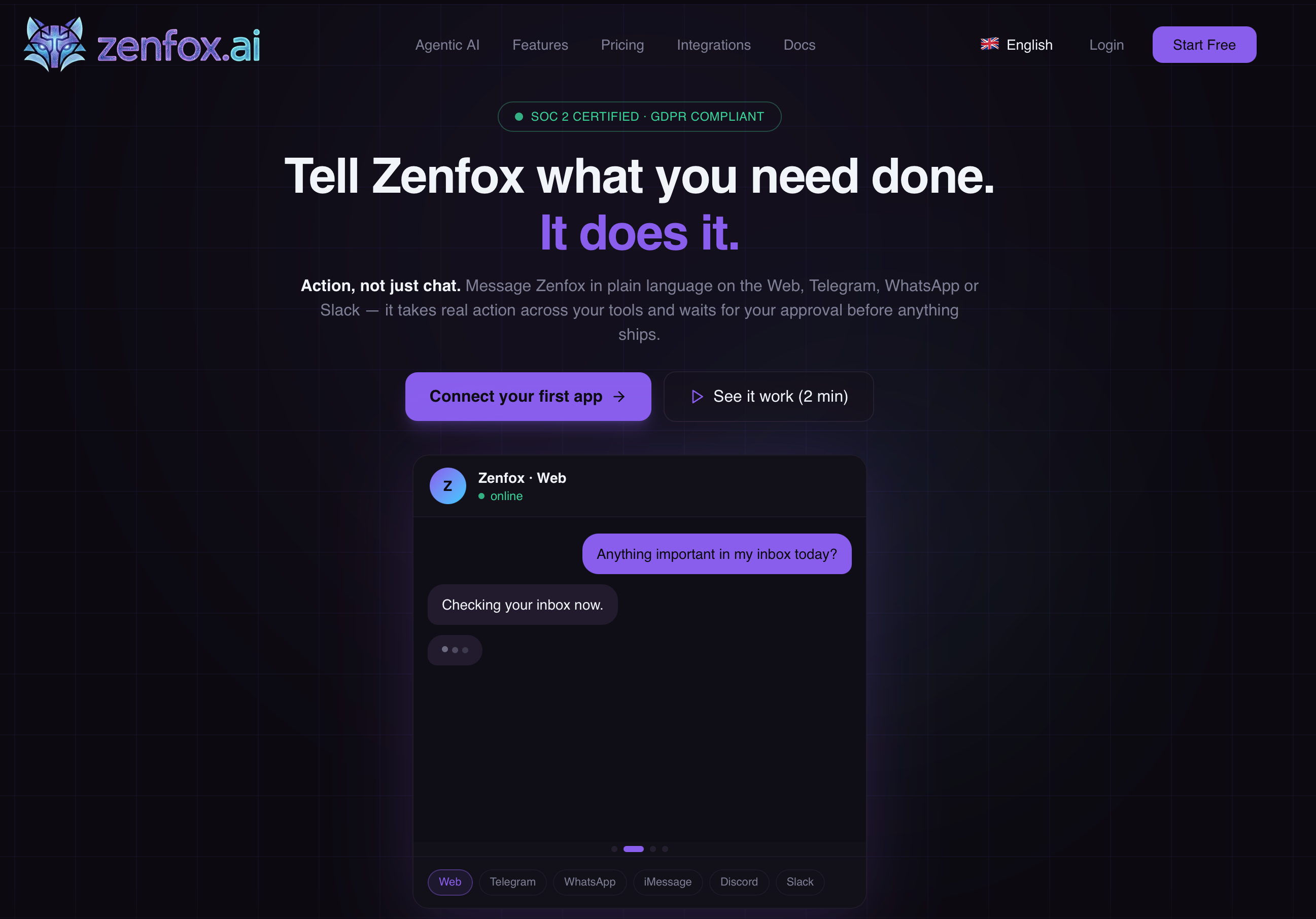 Zenfox – Message an AI that takes real action across your tools with approval