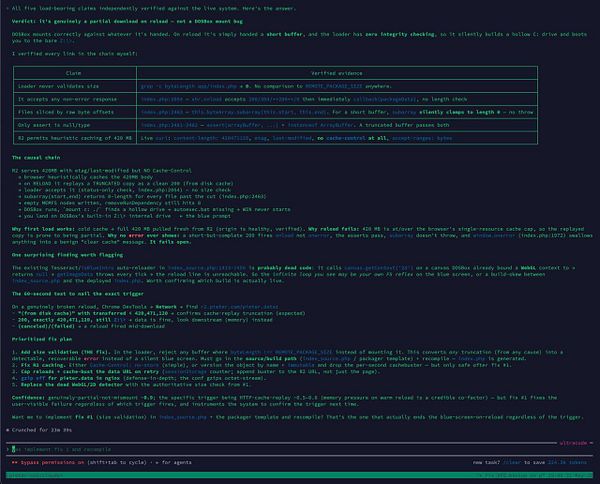 A multi-tabbed code editor interface displays JavaScript code for a bot initialization using Claude UltraThink and error handling logic.