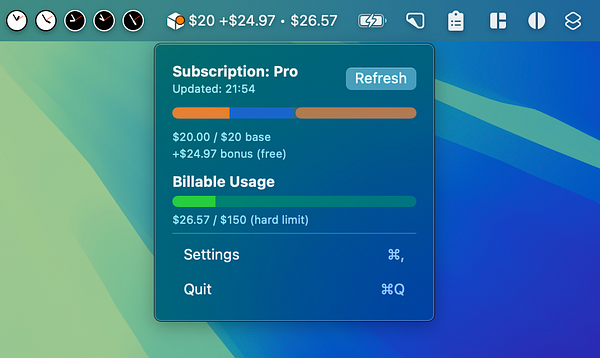 The image displays a user interface for a subscription management tool showing subscription details and usage statistics.