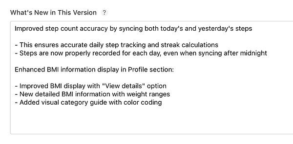 The image displays a detailed update log for version 1.2.1 of an app, highlighting new features and improvements.