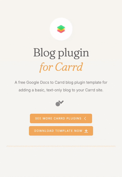 The image features a promotional banner for a blog plugin designed for Carrd users.