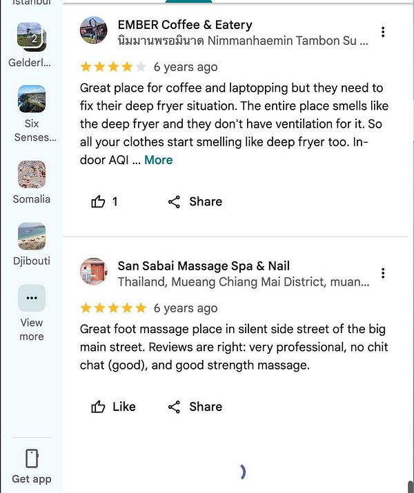 Screenshot of a Google Maps hotel review showing a 4-star rating and detailed user feedback.