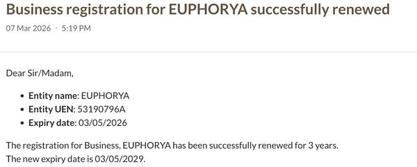 A form showing fields to input the renewal period with a business registration number and a 'Generate’ button.