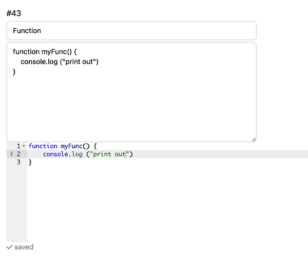 A code editor interface displaying a JavaScript function definition.