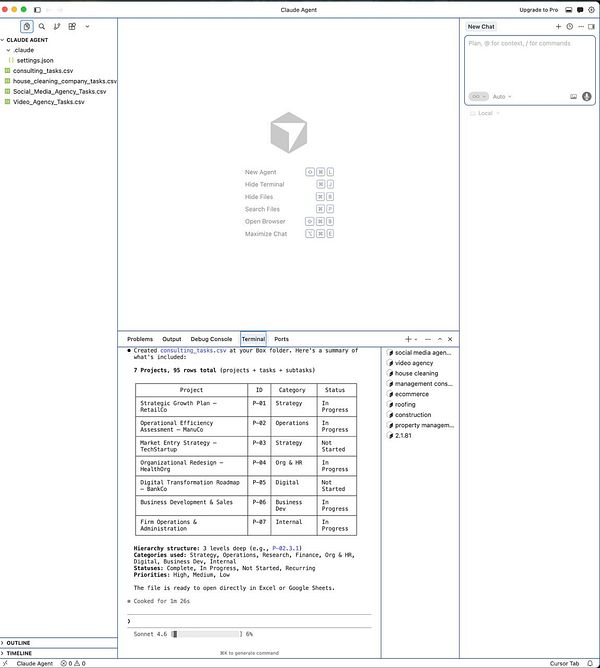 Screenshot of a coding interface displaying Python code for generating dummy data with the Claude code integration in the Cursor environment.