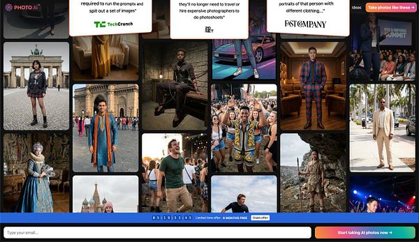 Screenshot of a web landing page displaying a cartoon-style cityscape with buildings and a setting sun.