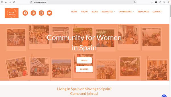 Screenshot of the Costa Women community registration webpage welcoming users and encouraging sign-up.