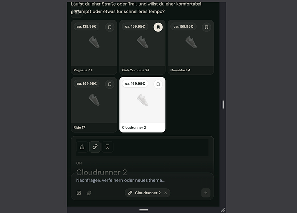 A mobile product view interface displaying four smartphones and tablets with their details and purchase options.
