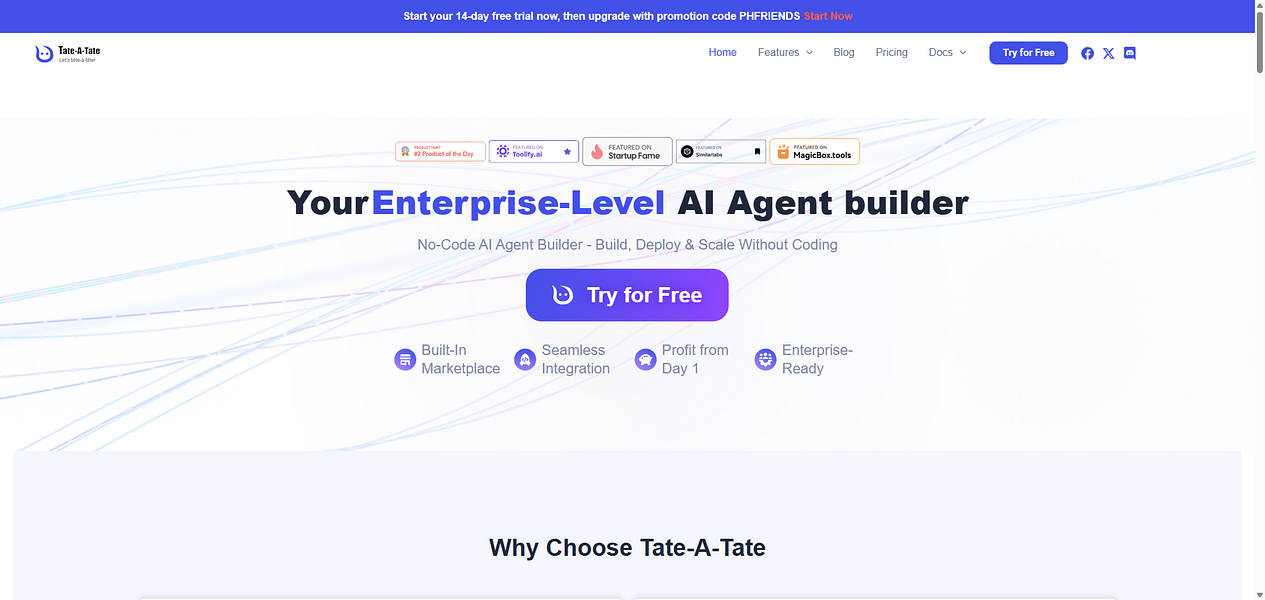 Tate-A-Tate: No-Code AI Agent Builder - Build, Deploy & | BetaList