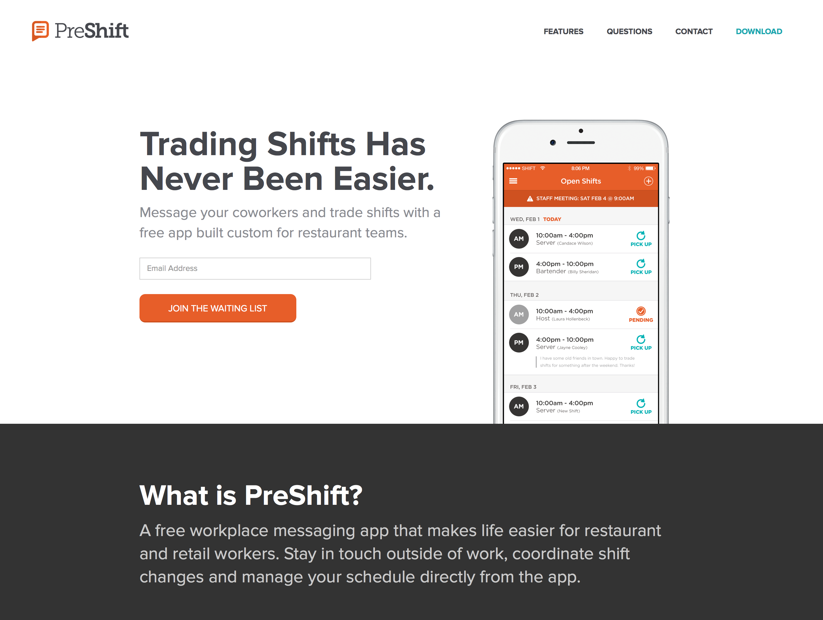 PreShift: Shift trading & messaging app for restaurant | BetaList