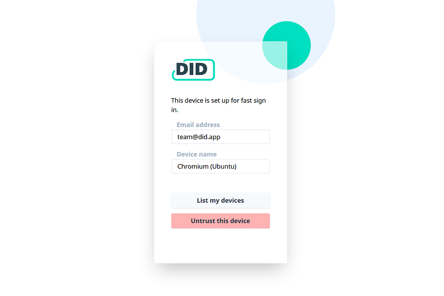 DID.app: Passwordless device based authentication for | BetaList