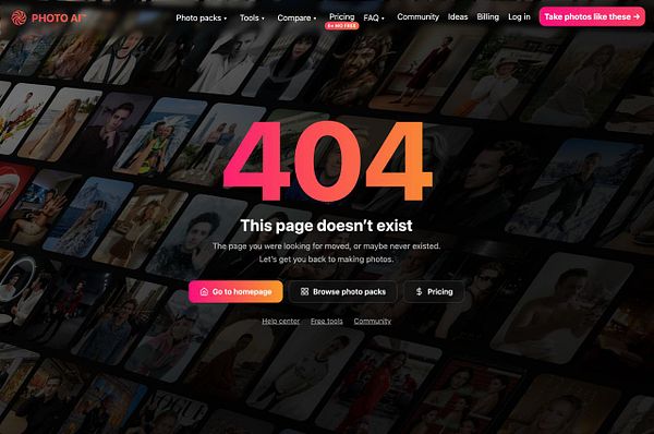 A 404 error webpage design featuring a stylized illustration of a person and an alien walking away into a starry sky with the error message and navigation options.