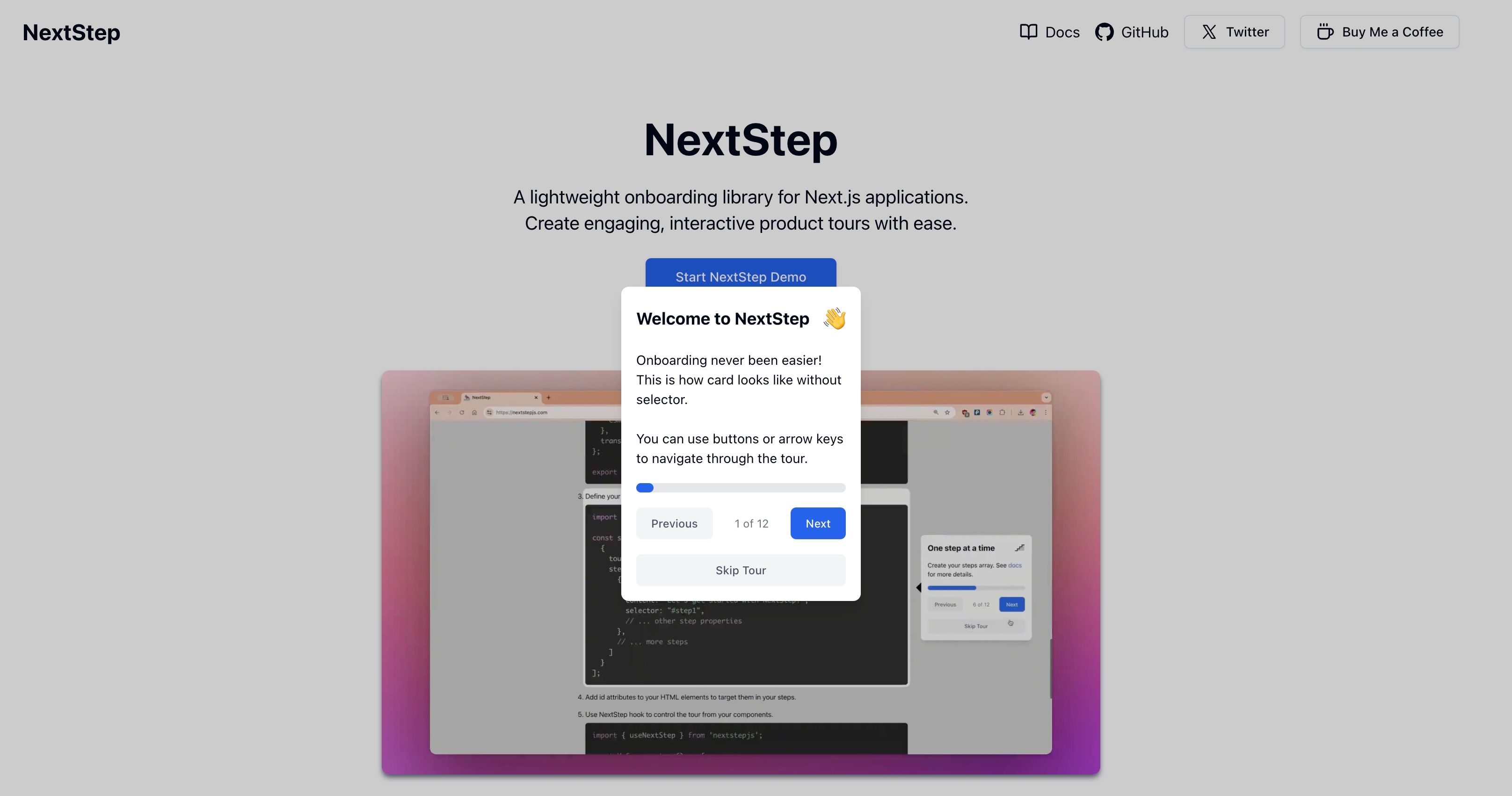 NextStep: Lightweight onboarding library for Next.js | BetaList