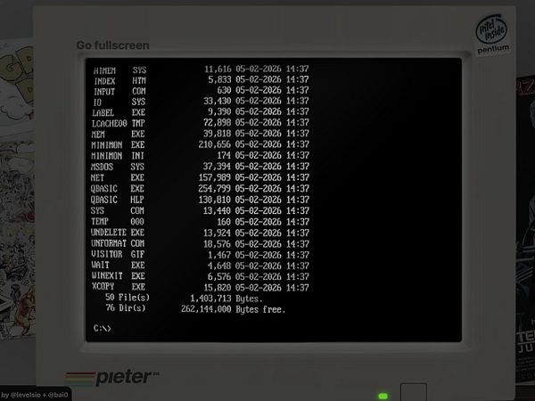 Screenshot of a Windows 3.11 desktop with an open MS-DOS Prompt window running DOS shell commands.