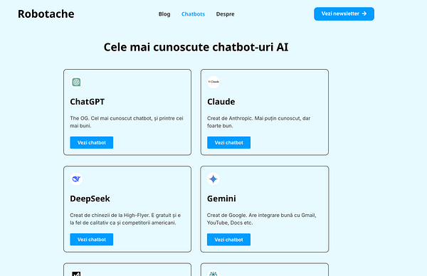 The image displays a webpage featuring various AI chatbots.