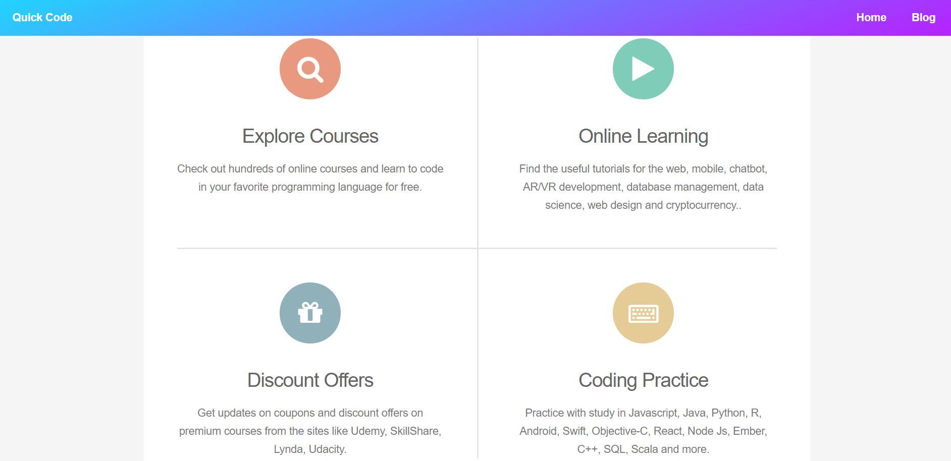 Quick Code: A list of free courses to learn any programming | BetaList