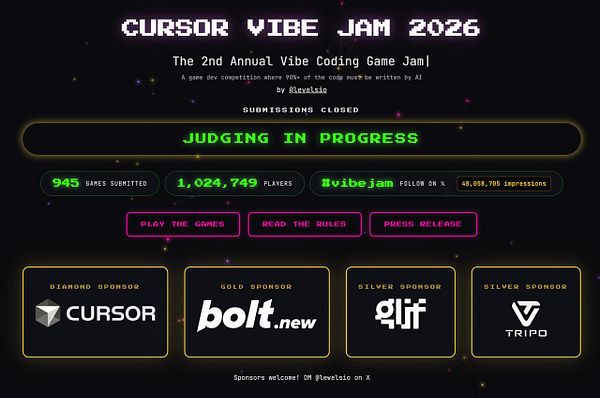 Screenshot of a gaming leaderboard showing player rankings for the event 'vibejam'.