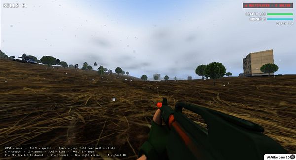 Screenshot of a 3D drone racing game interface showing a paused gameplay screen with game status and chat messages.