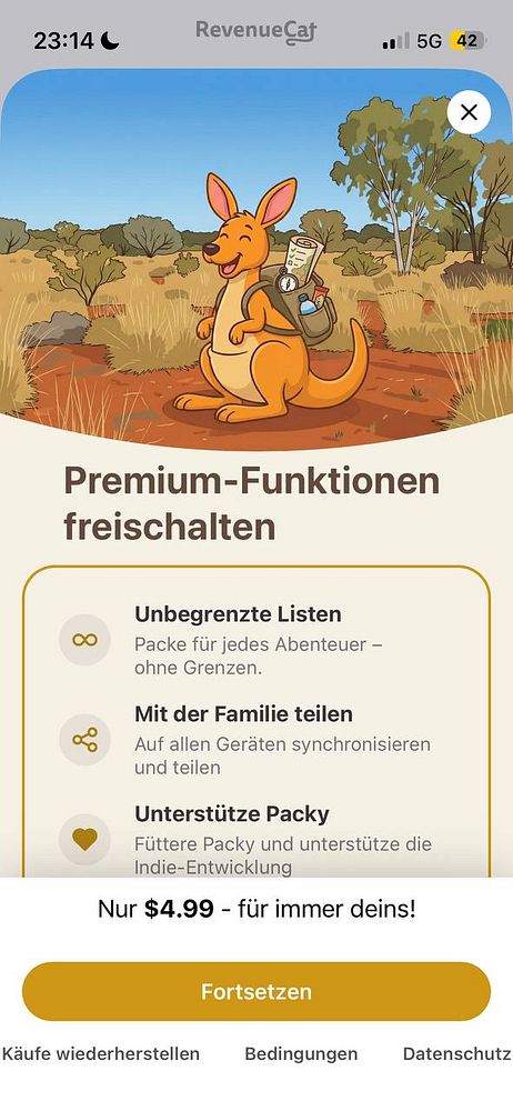 Screenshot of a mobile app interface displaying a paywall titled 'Monthly subscription' with subscription details and buttons for subscription actions.