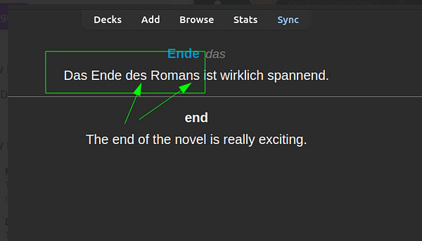 Screenshot of a Quizlet German vocabulary study set interface with vocabulary terms and definitions.