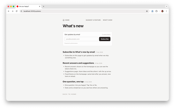 Screenshot of a mobile device displaying a settings menu for managing email notification preferences in an application.