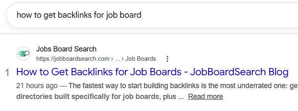 Screenshot of an article ranking page showing a job board search result with company logos.