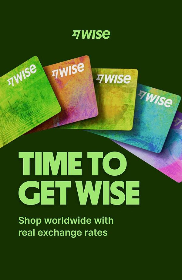 The image features a collection of colorful cards with the branding of 'Wise' against a green background.