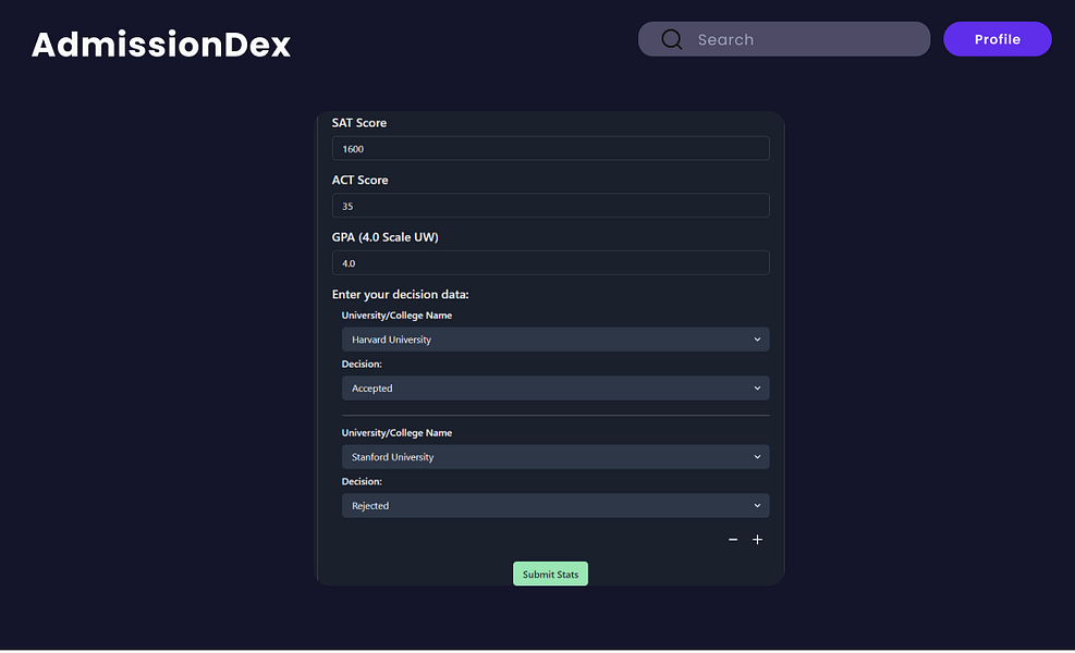 AdmissionDex