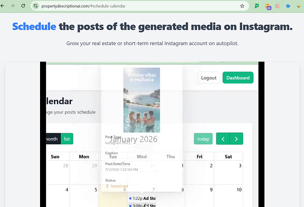 Website homepage design mockup featuring a calendar section alongside popular hotel listings with images and booking information.
