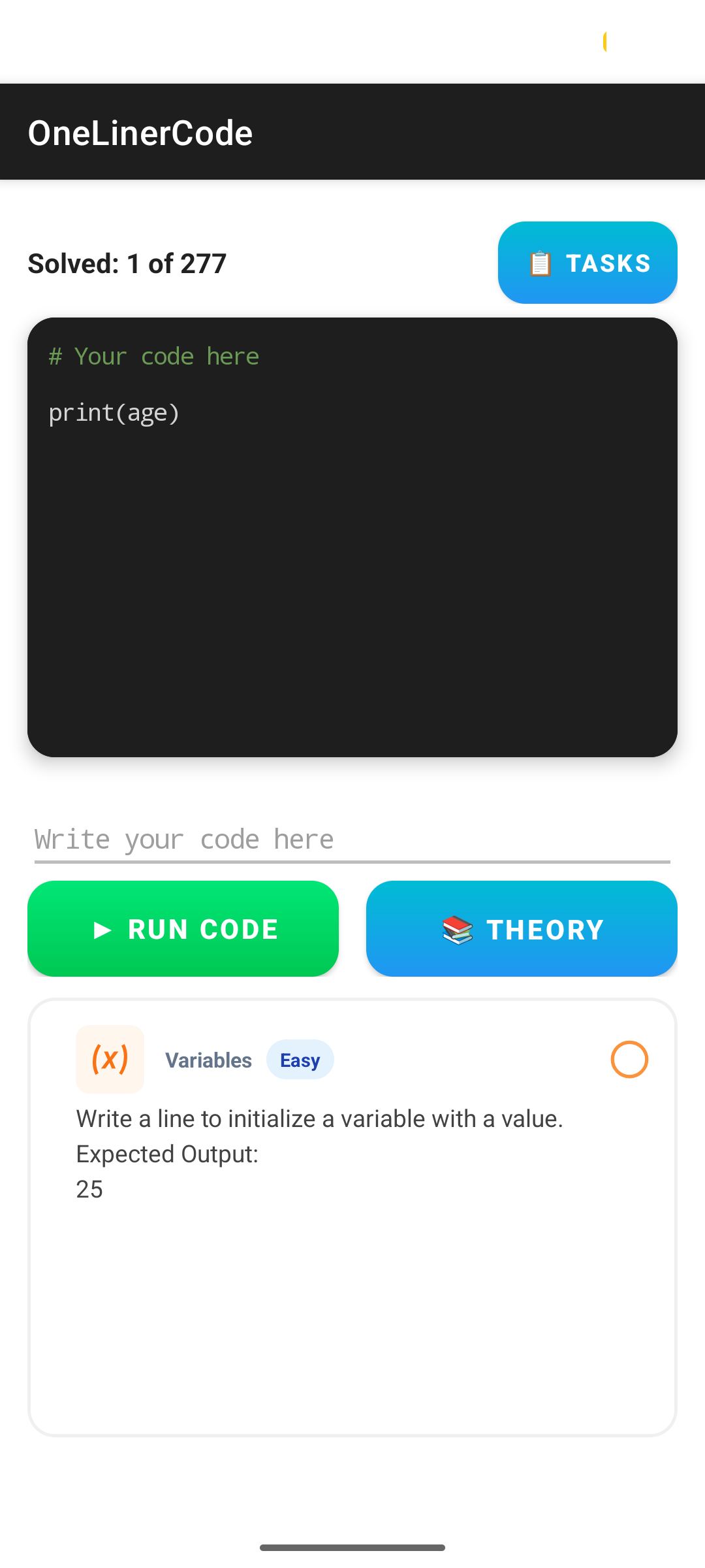 OneLinerCode: Build Python skills through one-line | BetaList