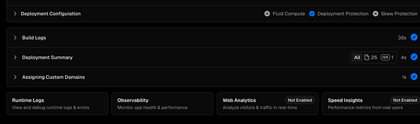 The image displays a deployment dashboard with various sections related to deployment configuration and logs.