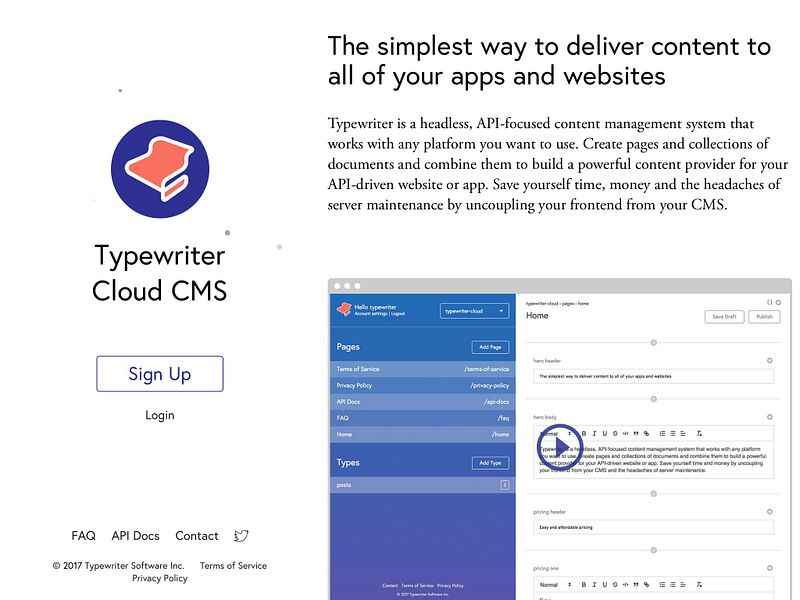 Typewriter Cloud CMS