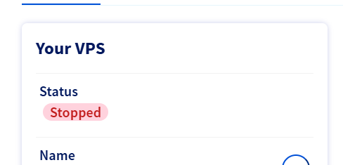 The image displays a user interface for a Virtual Private Server (VPS) management dashboard.