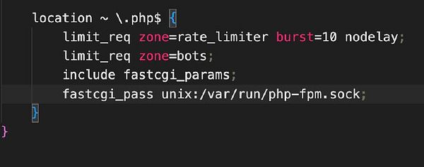 The image displays a code snippet for configuring PHP socket settings in a web server configuration file.