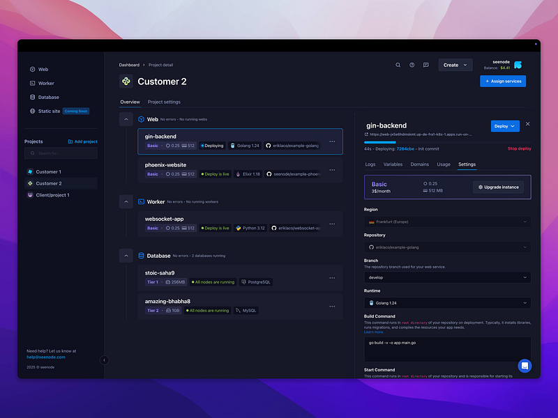 seenode: Developer cloud for full-stack apps | BetaList