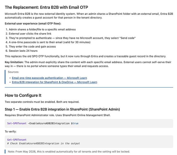 Screenshot of SharePoint sharing settings for a folder with options for link types and permissions.