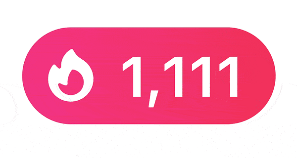 A vibrant badge displaying a streak of 1,111 days.