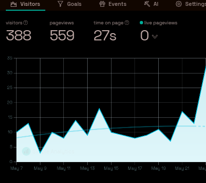 The image displays a website analytics dashboard showing visitor statistics over a period of time.