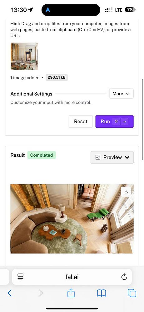 The image displays a top-down view of a stylish interior space featuring a circular rug and modern furniture.