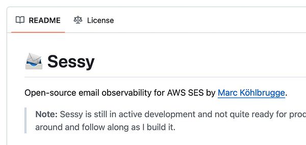 The image displays a README section for a project named 'Sessy' on a GitHub-like interface.
