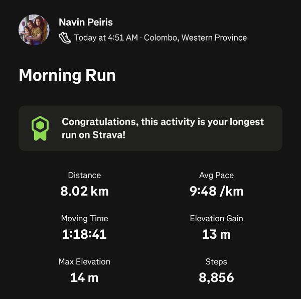 A fitness tracking screenshot displaying a morning run summary.