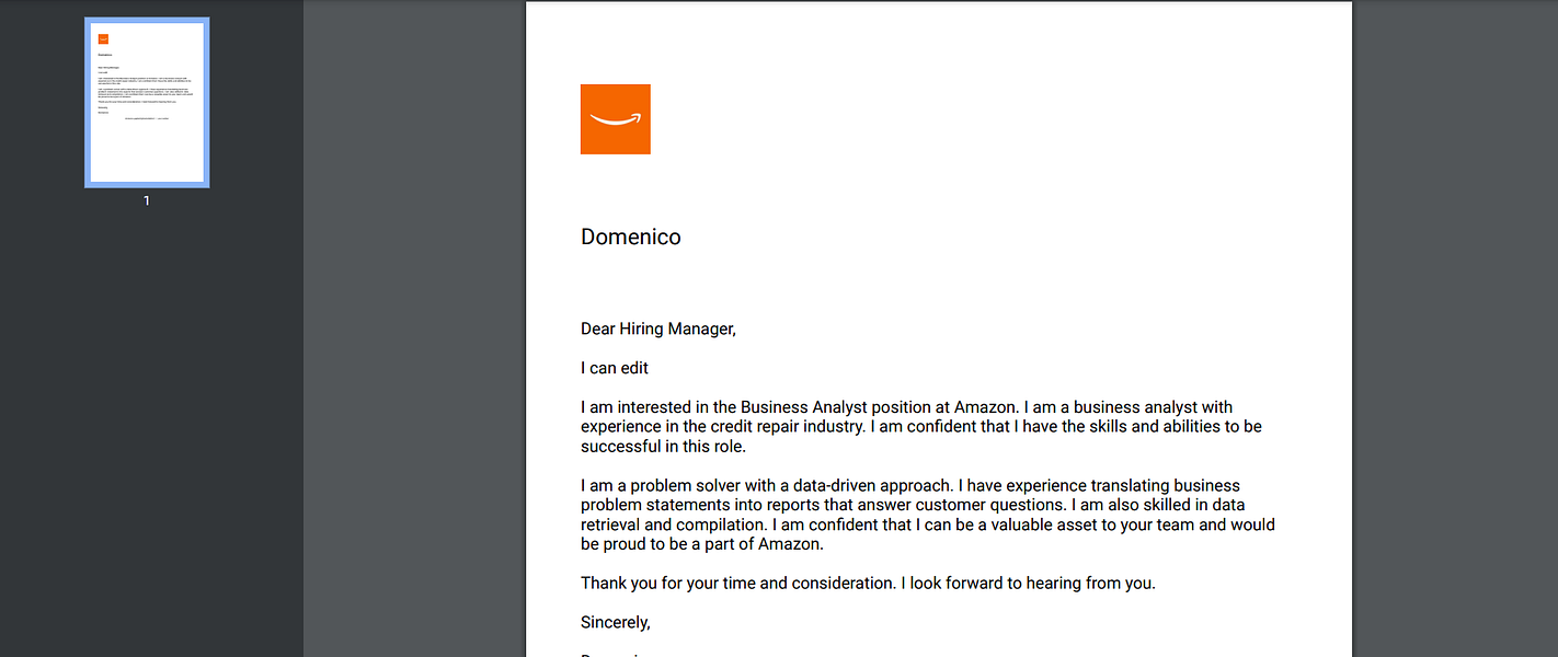 Your Cover Letter