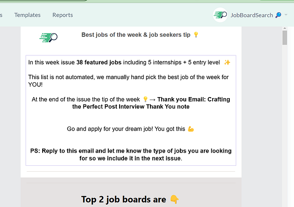 A newsletter layout highlighting job opportunities and tips for job seekers.