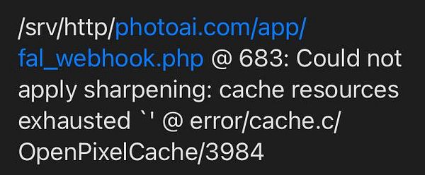 A screenshot of an error message related to ImageMagick's sharpening function.