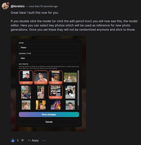 Screenshot of the 'Photo Picker' web interface selecting photos from an album with AI-based suggestions.