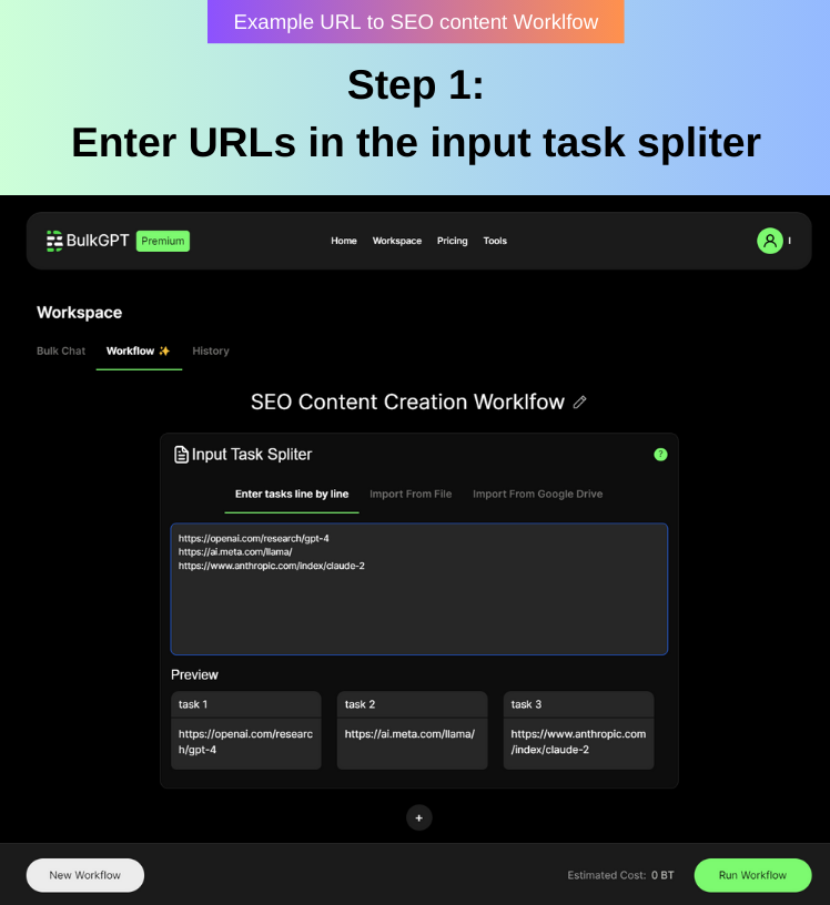 BulkGPT: Lego-like AI Workflow Builder, Process in Bulk