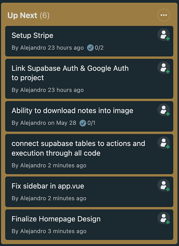A task management interface displaying a list of upcoming tasks.