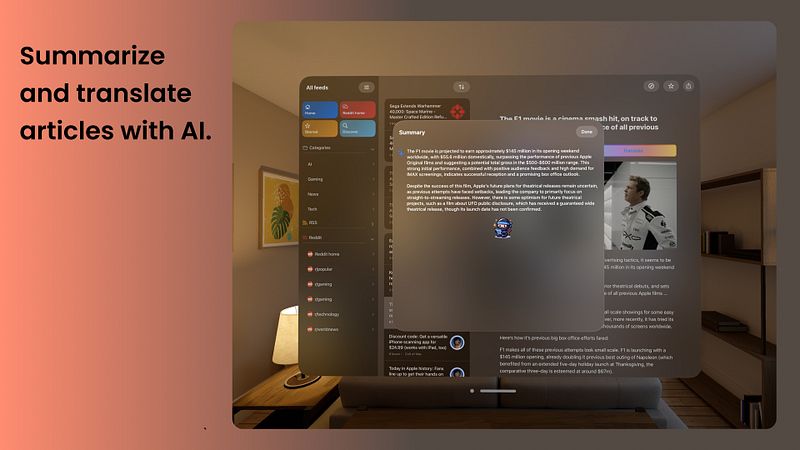 Screenshot of NewsNinja: AI RSS News Reader