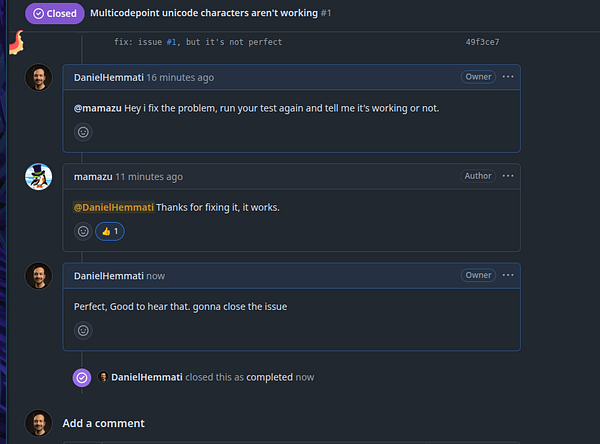 A task discussion about closing an issue related to a JSON parser.